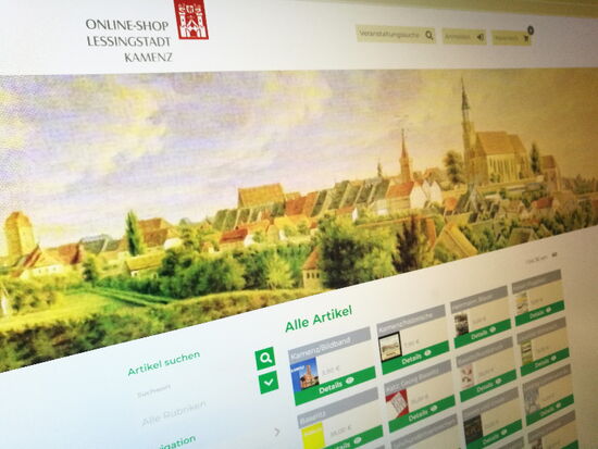 Screenshot des Online-Shops der Stadt Kamenz. 