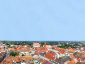 Blick auf die Innenstadt von Kamenz mit Rathaus